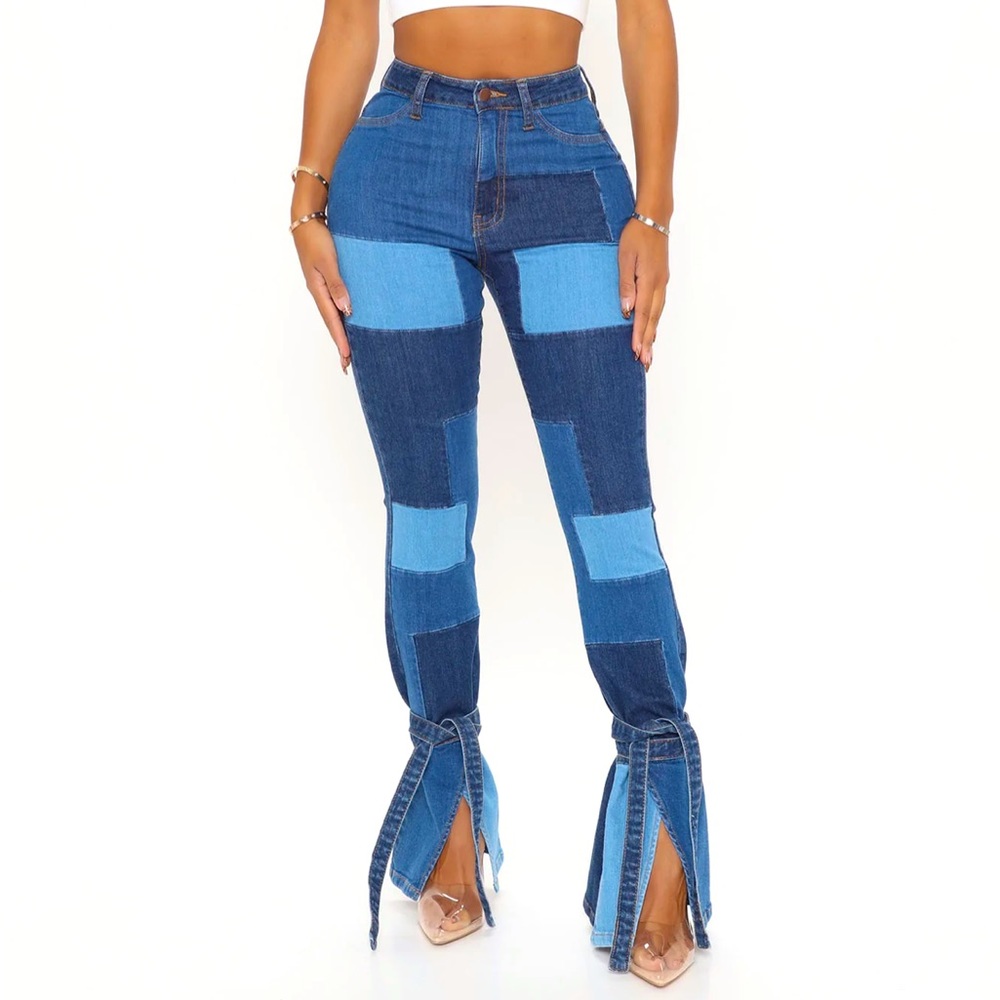 'PIECE IT TOGETHER' PATCHWORK ANKLE TIE JEANS